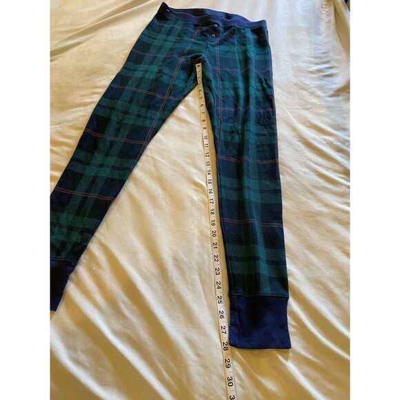 Old Navy Youth 2 Pc Pajama Set Plaid Sz L Top, M Bottom Thermal Pull Ons, EUC - Picture 2 of 6